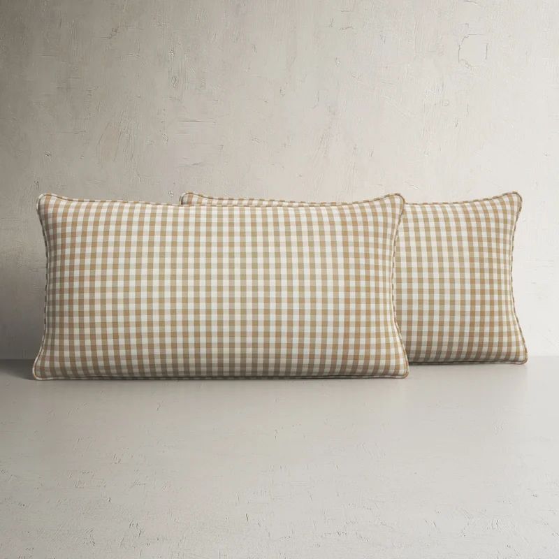 Limone Plaid Polyester Indoor/Outdoor Lumbar Throw Pillow (Set of 2) | Wayfair North America