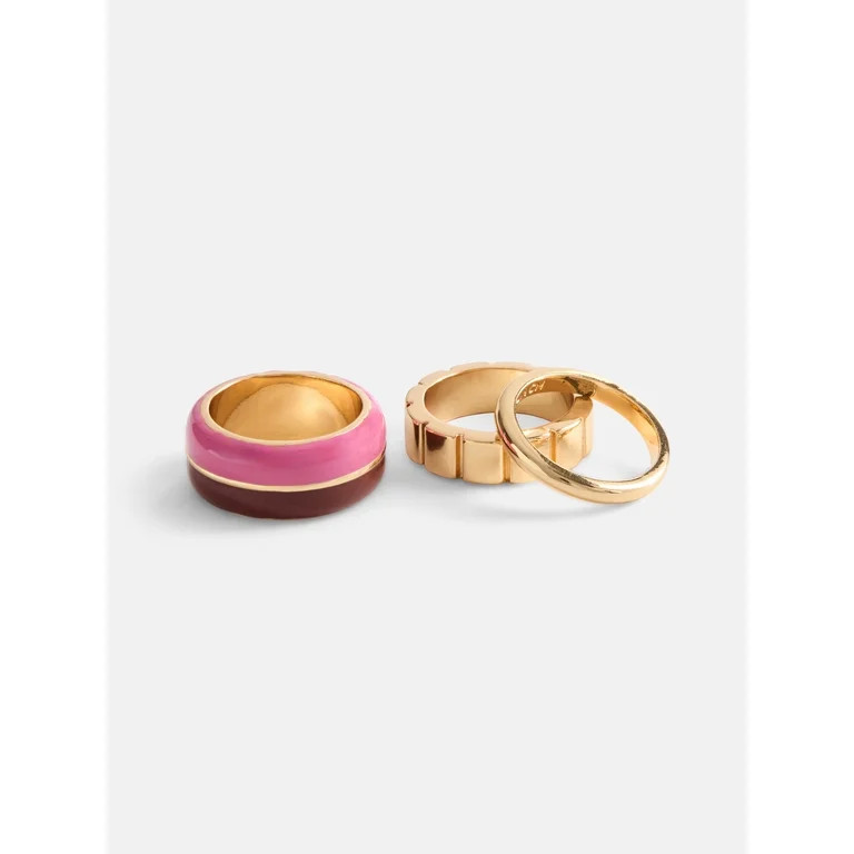 Free Assembly Women's Goldtone Stackable Ring Set, 3-Piece, Size 7 | Walmart (US)