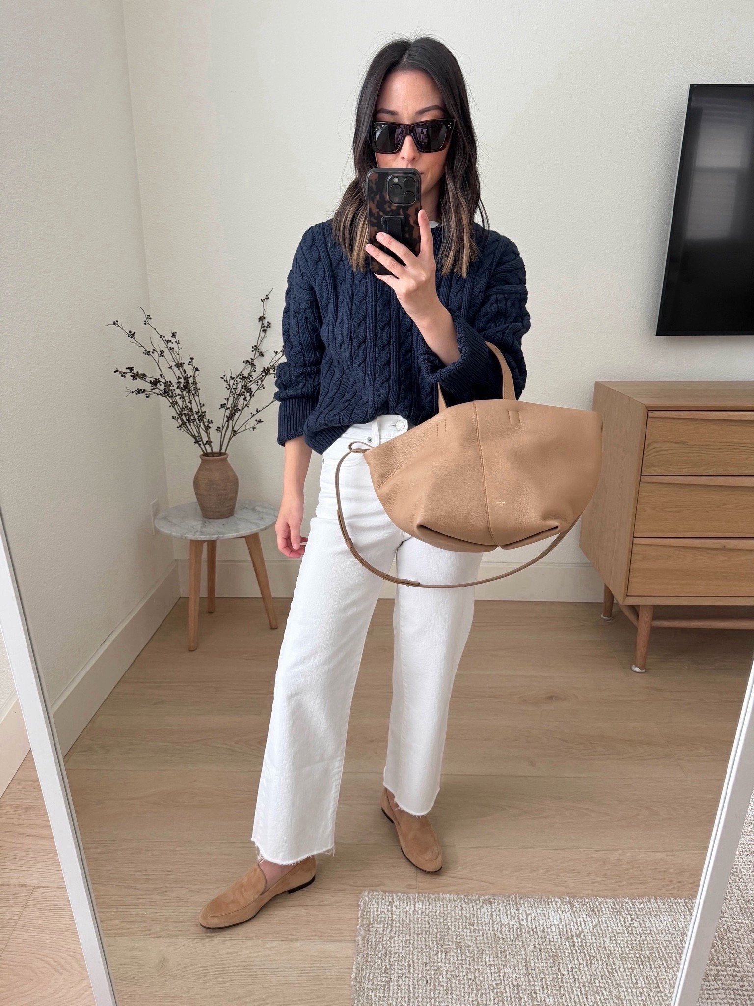 New j.crew cableknit sweater. Okay, if you don’t have a large cableknit style sweater, you need one. The detail is alias stunning! I sized up, but you don’t need to. Exchanging for the xs. 

J.crew sweater small. Need the xs
J.crew jeans 24 petite 
J.crew loafers 5 (old)
Mansur Gavriel Tulipano bag. Color is old. 
Celine sunglasses  

Spring outfits, jeans, petite style 


#LTKshoecrush #LTKSeasonal #LTKitbag