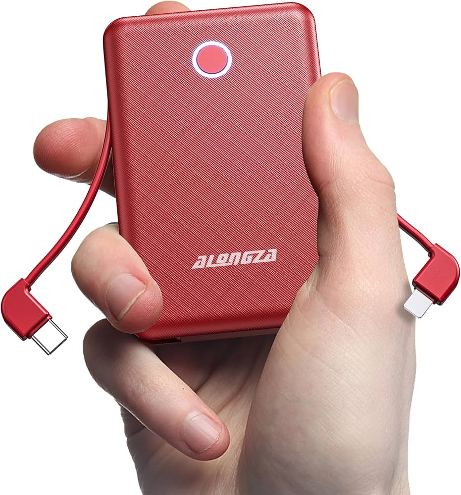 Alongza Small Portable Charger 6000mAh with Built in Cable, Lightweight Slim Battery Pack Externa... | Amazon (US)