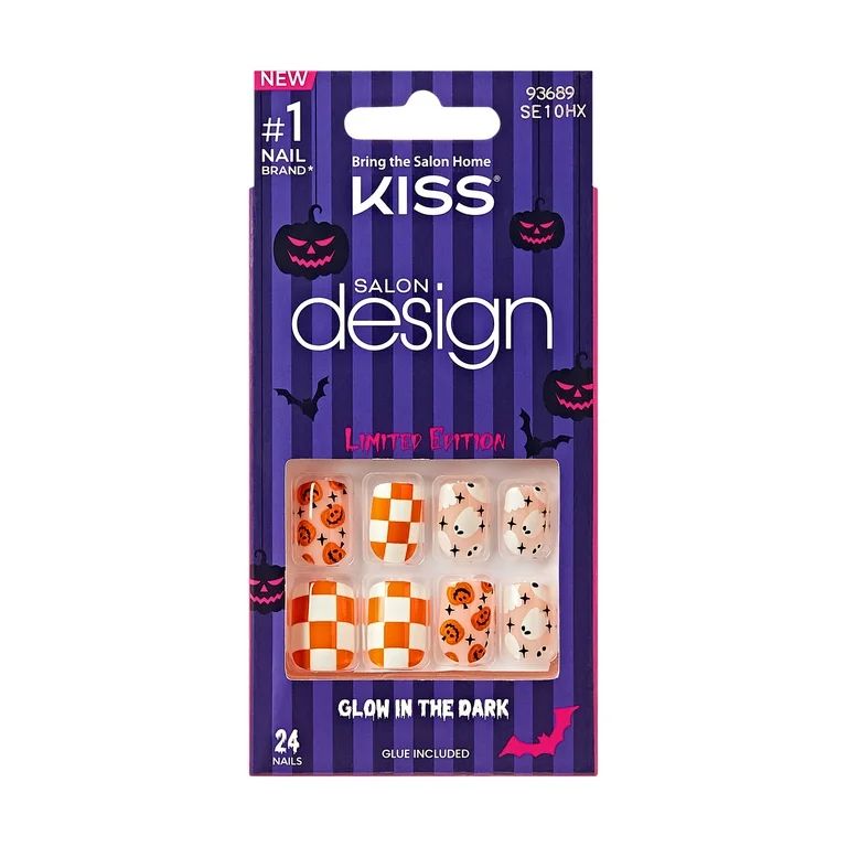 KISS Salon Design, Press-On Nails, Fright Festival, Orange, Short Squoval, 24 Count | Walmart (US)