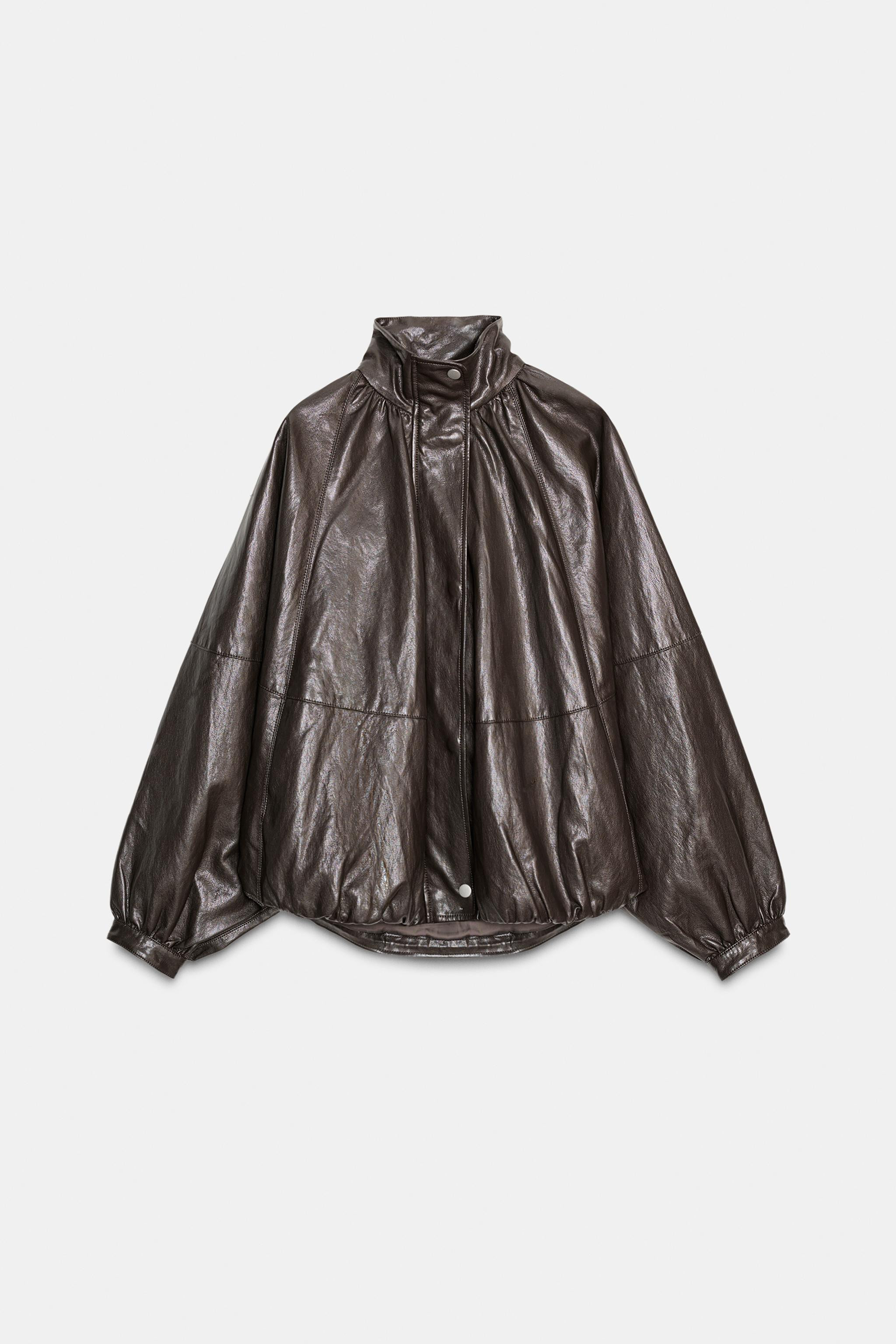 ZW COLLECTION FAUX LEATHER BOMBER JACKET | Zara US