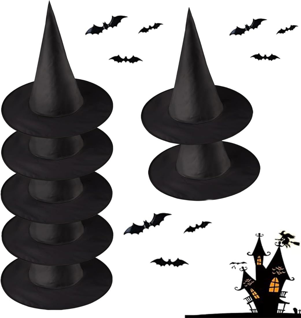 8PCS Black Halloween Witch Hats, Black Witch Hats Hanging, Halloween Black Witch Hat Witch Cap Co... | Amazon (US)