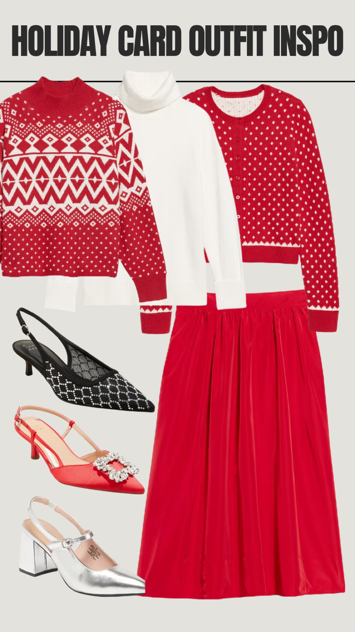 Holiday and Christmas card outfit inspo, loving this red skirt and under $50. So many ways to style it! 

#LTKFindsUnder50 #LTKHoliday #LTKShoeCrush