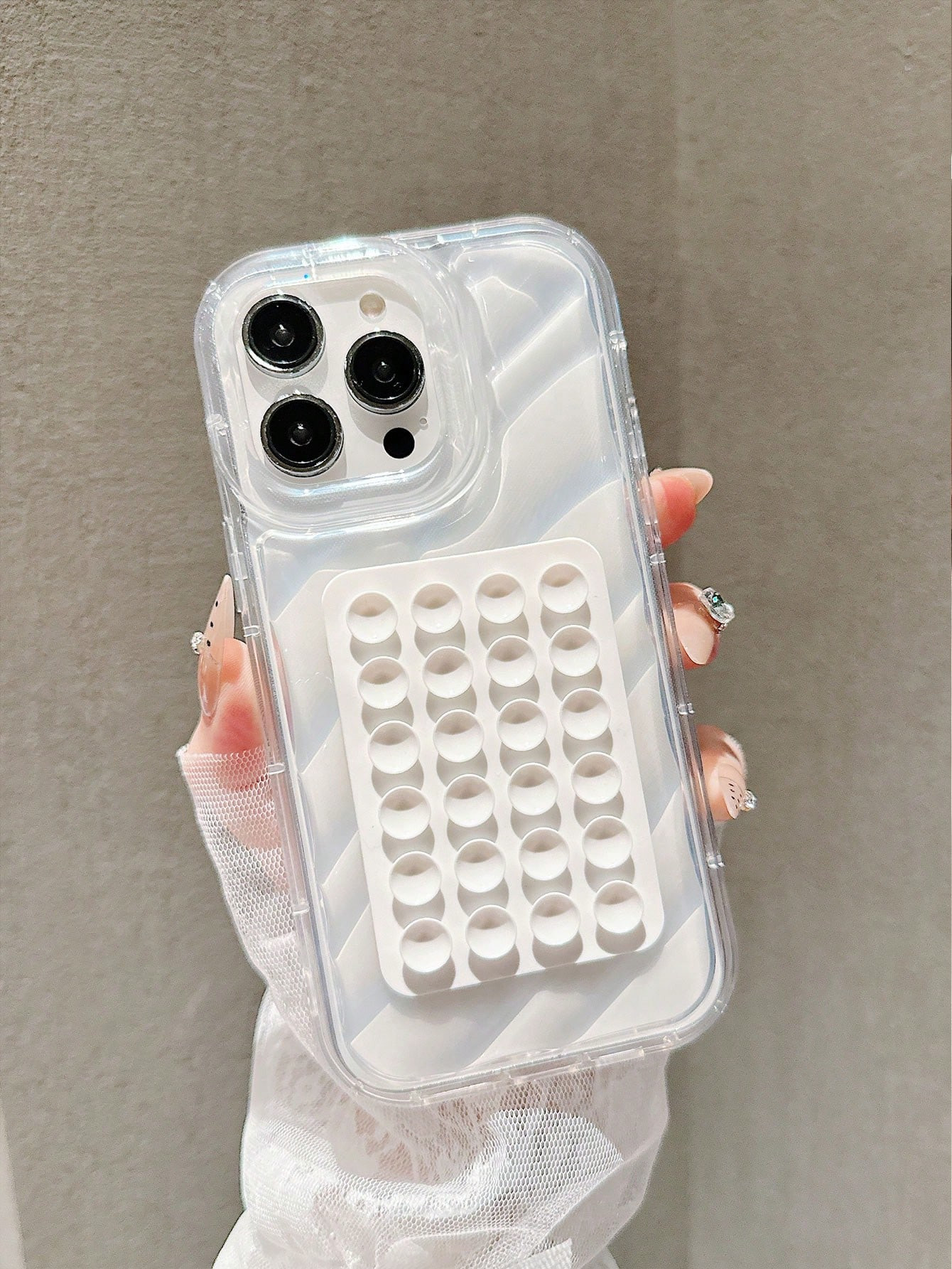 2pcs Transparent Wavy Shockproof Material + Rectangular Silicone Suction Cup Stand Suitable For I... | SHEIN