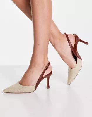 ASOS DESIGN Samber slingback stiletto heels in natural | ASOS (Global)