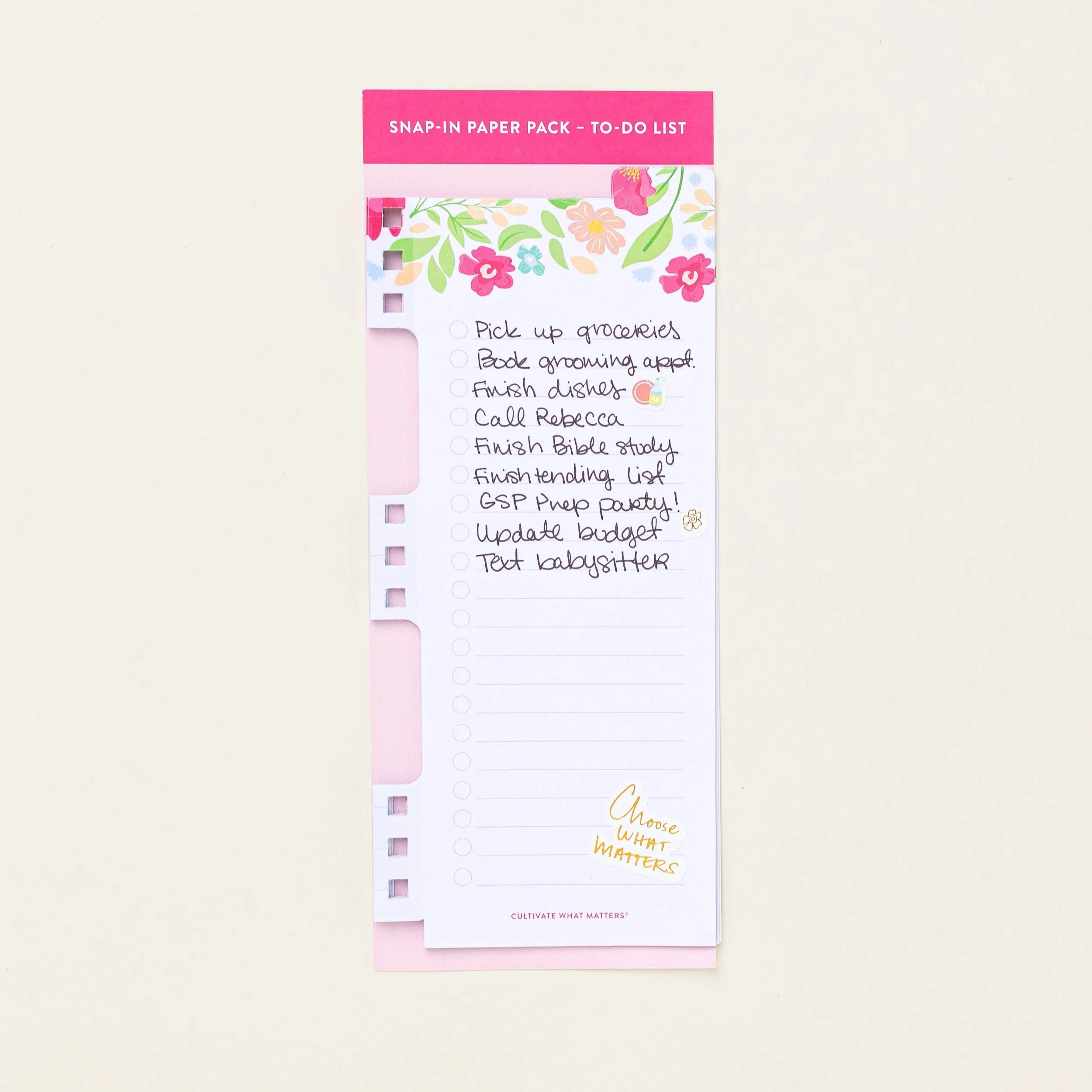 Snap-In Paper Pack | To-Do List | Cultivate What Matters