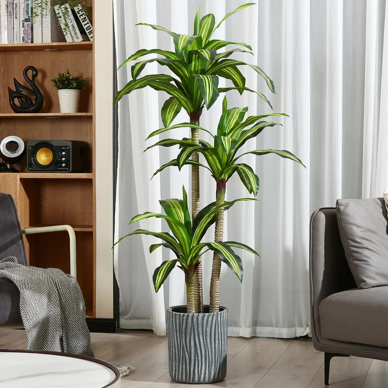 Artificial Plants, 5 Ft Dracaena Tree Faux Plants Indoor Outdoor Decor Fake Tree in Pot Slik Plan... | Walmart (US)