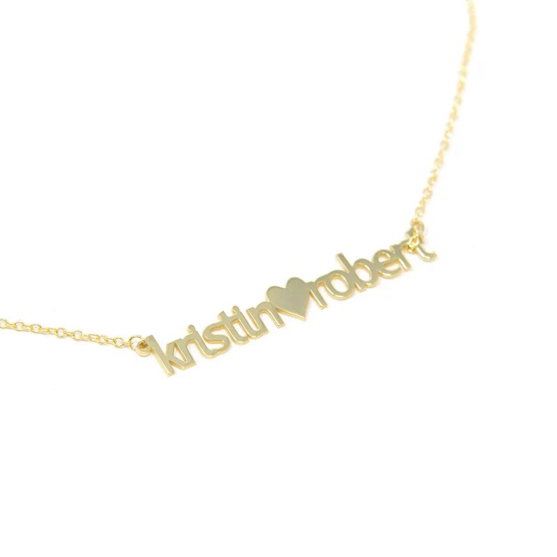 Custom Heart Connection Name Necklace | The Sis Kiss