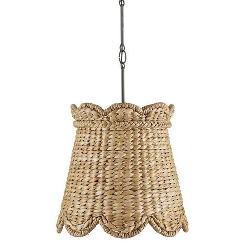 Rowan Coastal Beach Natural Water Hyacinth Woven Shade Pendant - Small | Kathy Kuo Home