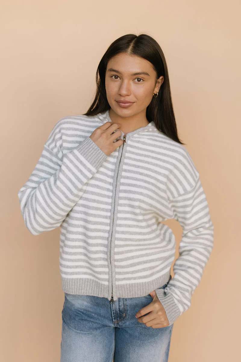 Myles Stripe Hooded Jacket in Grey | Henly