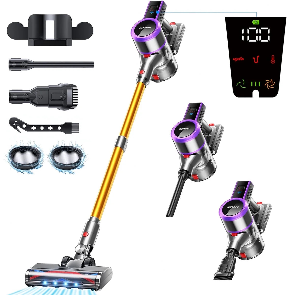 ARFUEE Cordless Stick Vacuum Cleaner - Lightweight LED Display | Walmart (US)
