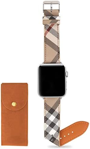 Amazon.com: Designer Band Compatible with Apple Watch 41mm 40mm 38mm, Luxury Beige Plaid Elements... | Amazon (US)