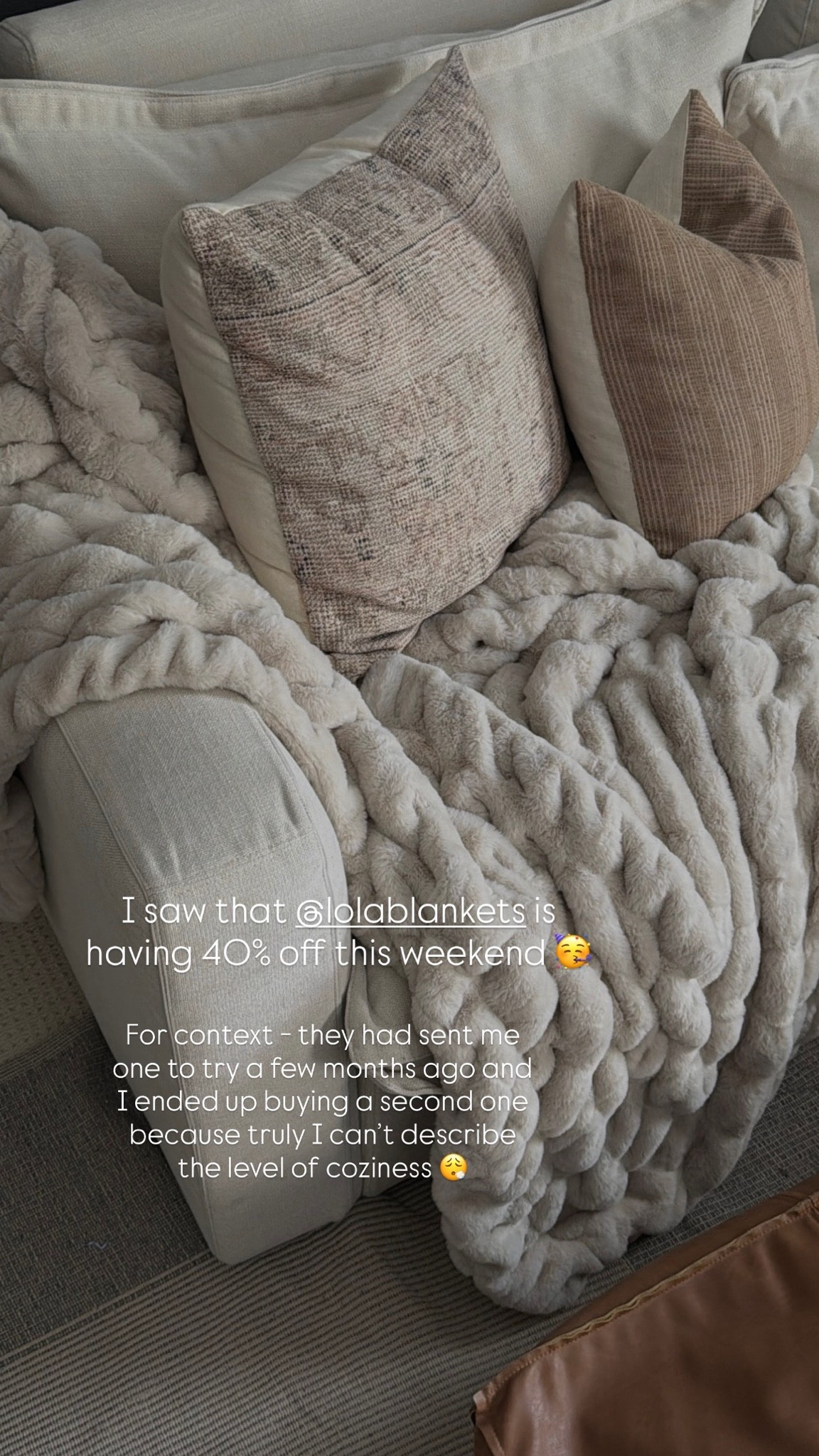 Nothing better than a Lola blankets sale! This one is Antique Ivory and I also have and love Desert Dune - I have size large for both and they’re BIG!

#LTKHome #LTKSaleAlert