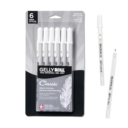 SAKURA Gelly Roll Gel Pens - Medium & Bold Tip Ink Pens for Journaling, Art, or Drawing - Classic White Ink - 08/10 Assorted Tip Sizes - 6 Pack | Amazon (US)