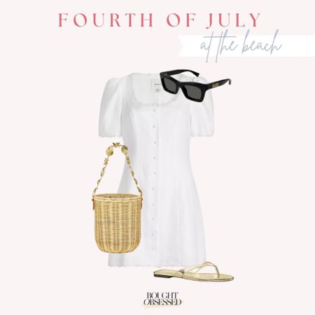 4th of July outfit idea. White linen dress and basket bag. 

#LTKSeasonal #LTKItBag #LTKParties