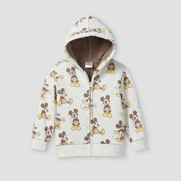 Toddler Boys&#39; Mickey Mouse Sherpa Sweatshirt - Light Gray 3T | Target
