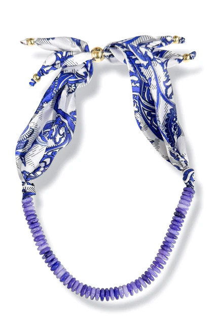 Half Way There Blue Beaded and Scarf Necklace | The Willow Tree