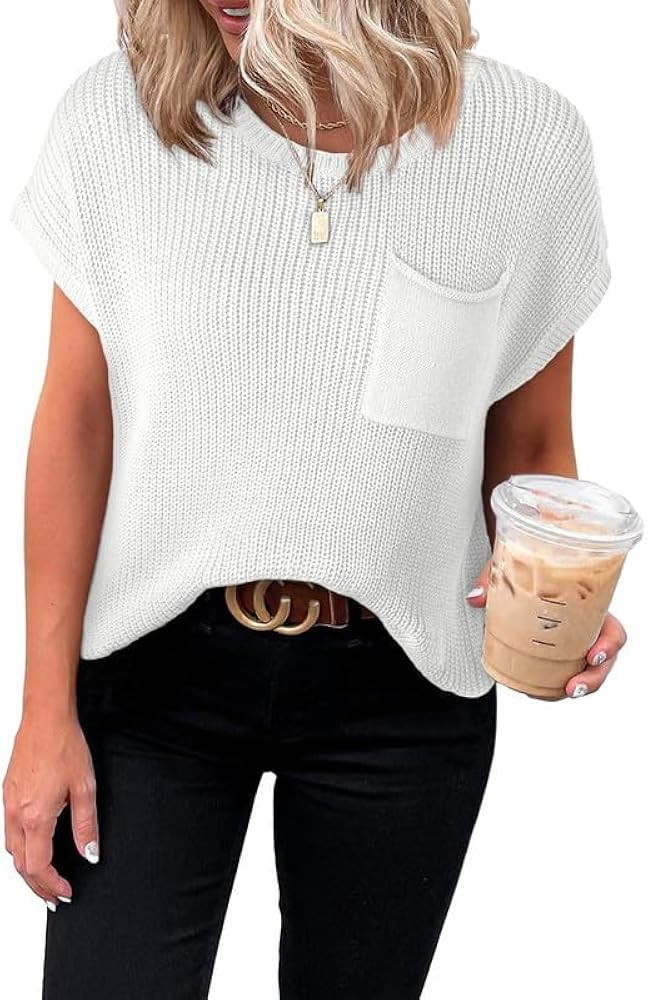 Dokotoo Women's Casual Short Sleeve Loose Tunic Tops Lightweight Knit Spring Pullover Sweater Blo... | Amazon (US)