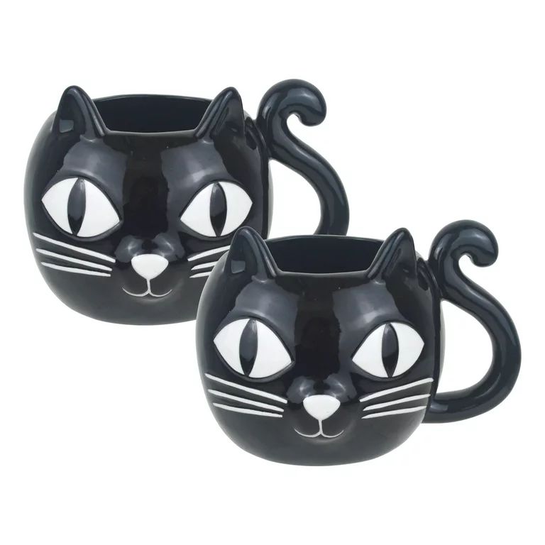 Way To Celebrate Halloween 2pk Cat Ceramic Mug, 15oz | Walmart (US)