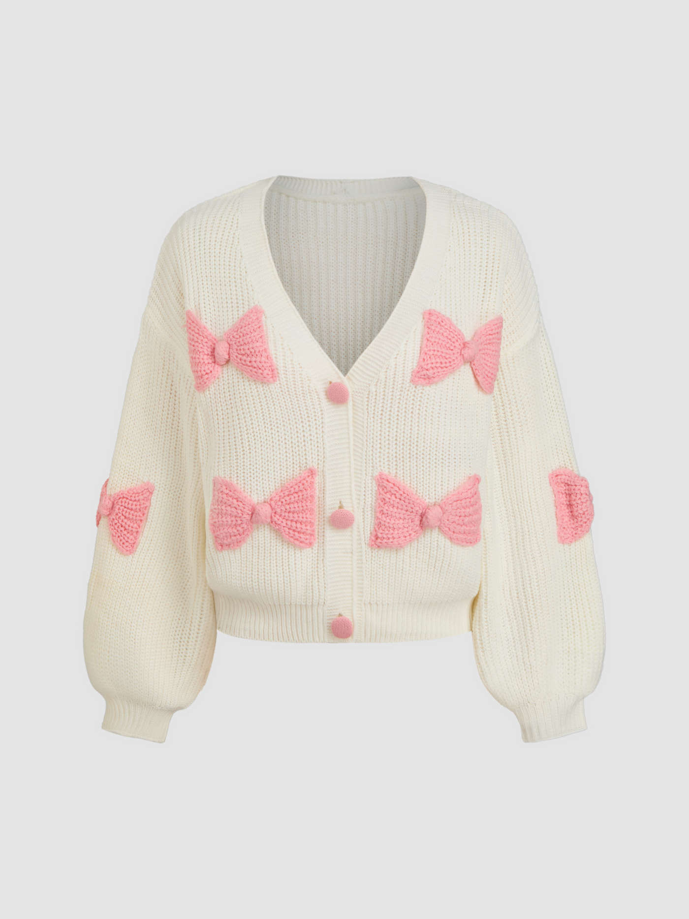 Knit V-neck Bowknot Oversized Cardigan | Cider