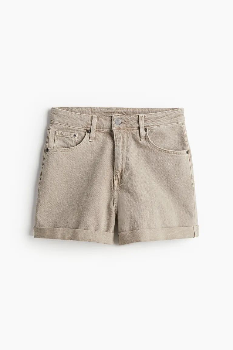 Mom Ultra High Denim shorts - Ultra high waist - Short - Beige - Ladies | H&M US | H&M (US + CA)