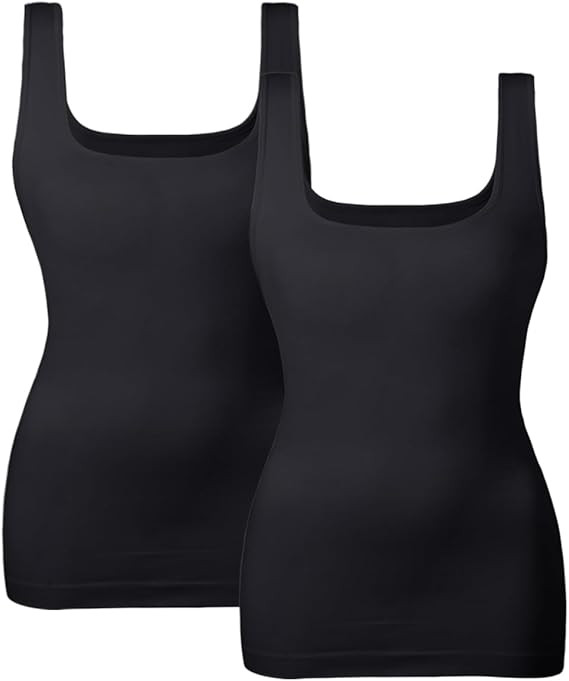 EUYZOU Women's Tummy Control Shapewear Tank Tops Seamless Square Neck Compression Tops Slimming B... | Amazon (US)