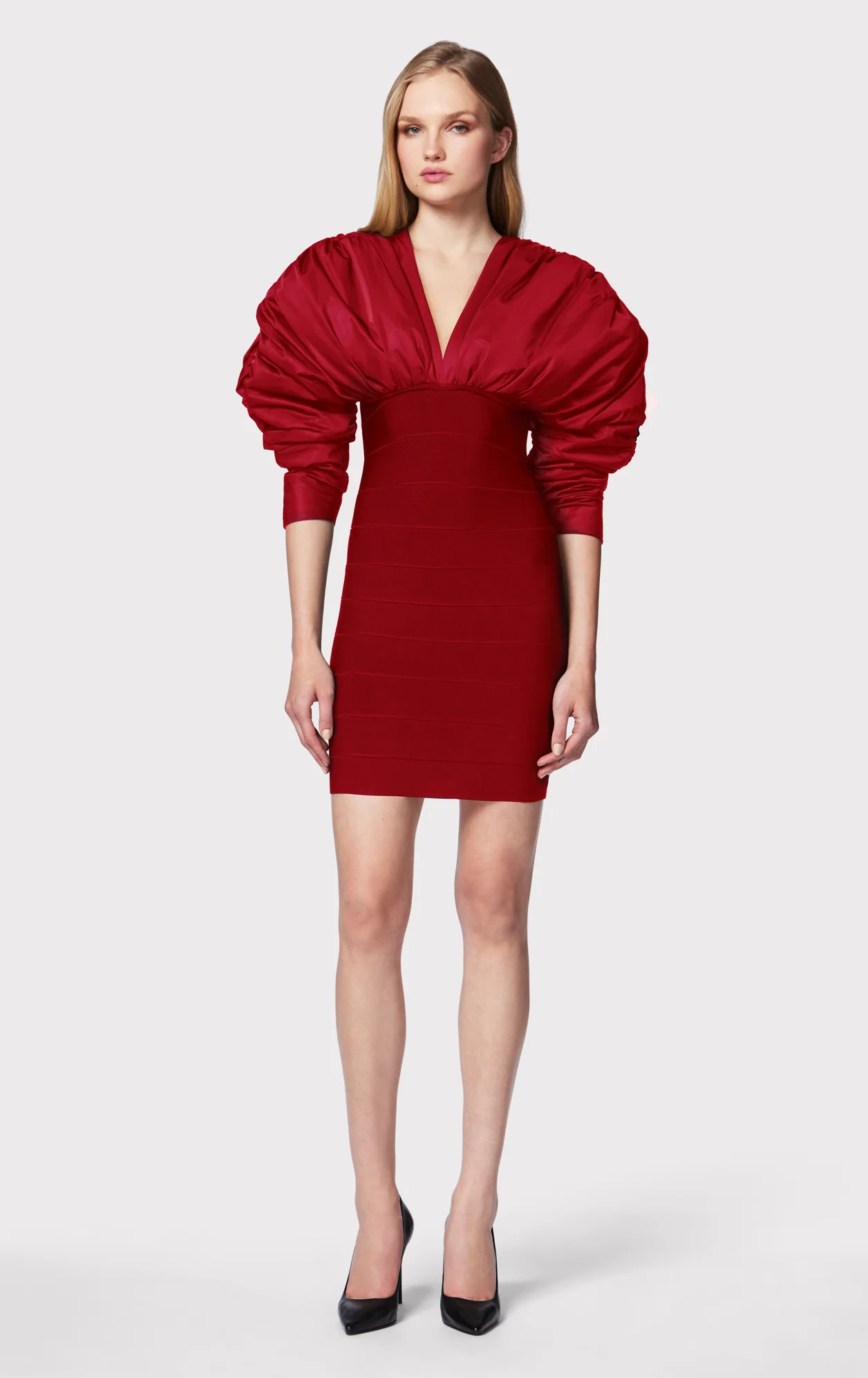RUCHED NYLON MINI DRESS | Herve Leger