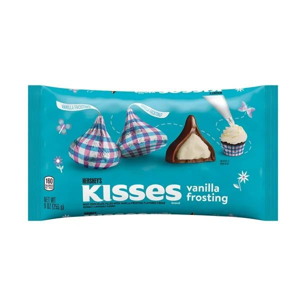 HERSHEY'S, KISSES Milk Chocolate and Vanilla Frosting Flavored Creme Treats, Easter Candy, 9 oz, ... | Walmart (US)