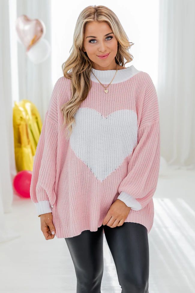 Heal Your Heart Pink Heart Sweater | Pink Lily