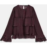 Zara - Ruffle Shirt - Burgundy - Xs - Woman | Zara US