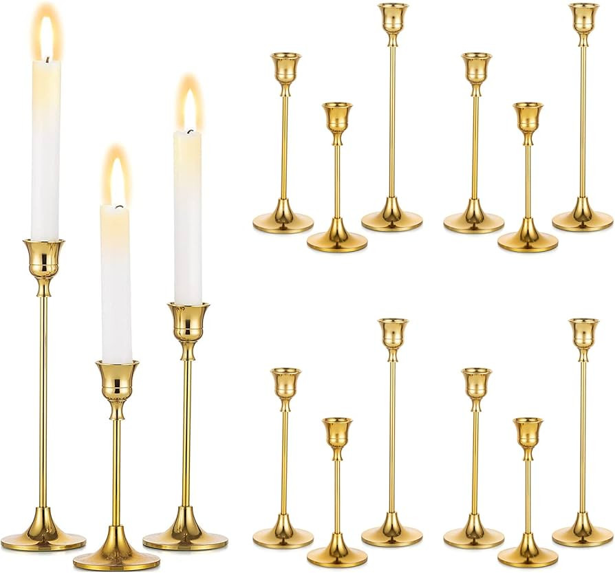 Sziqiqi Candelabri Portacandele in Oro Set di 15 - Candelabro Conici in Ottone Portacandele in Me... | Amazon (IT)