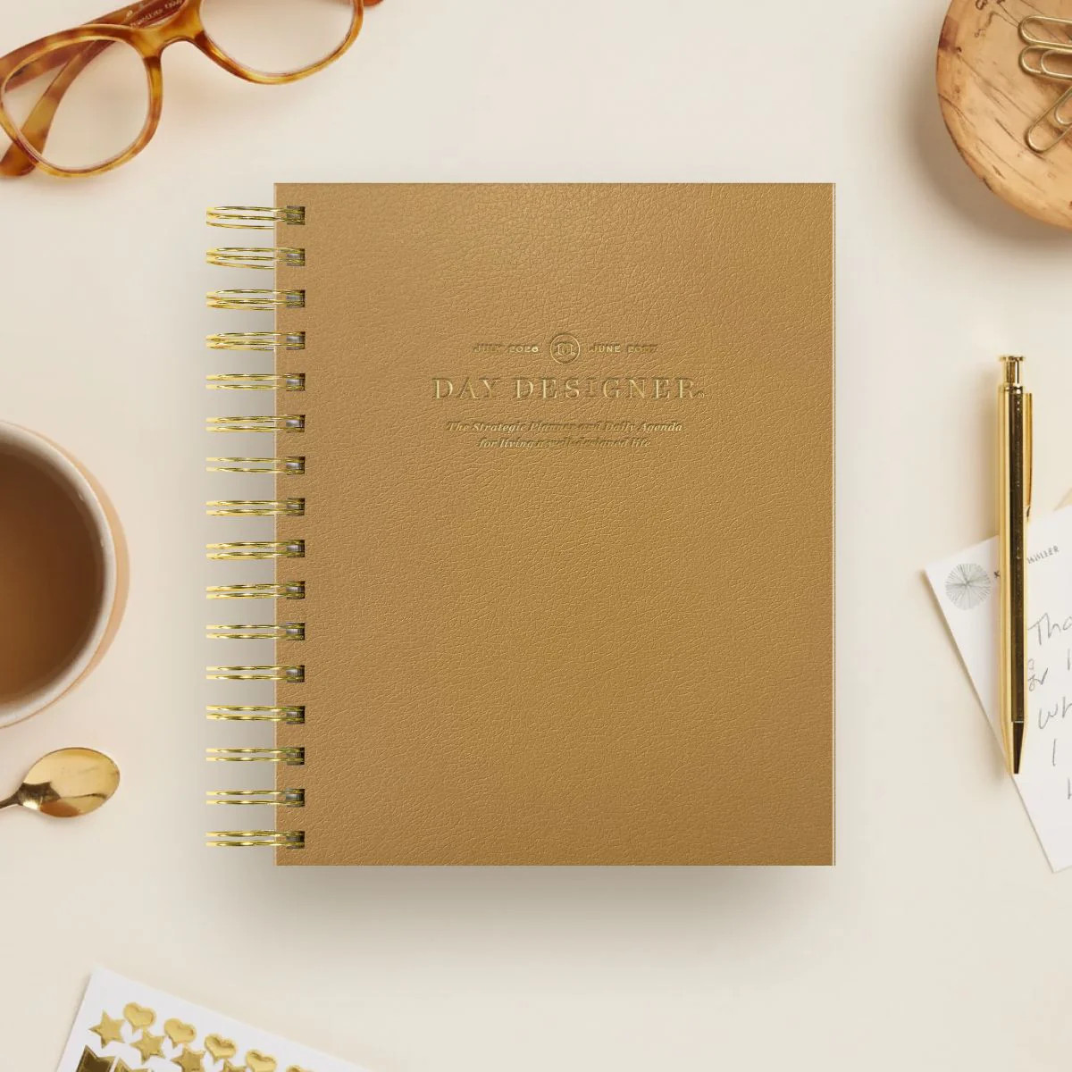 2026-27 Mini Daily Planner: Caramel Latte Pebble Texture | Day Designer