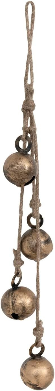 Creative Co-Op Hanging Metal Jingle Bells with Jute Rope, Antique Brass Finish | Amazon (US)