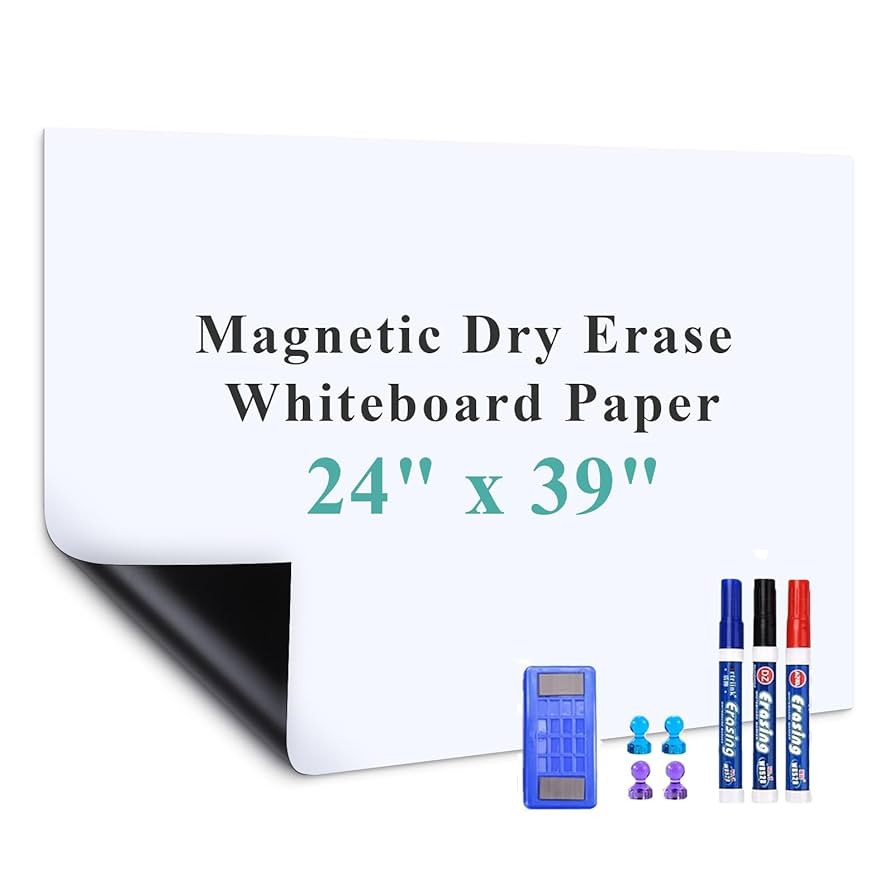 Magnetic Dry Erase Whiteboard Paper, 24" x 39" Self Adhesive Whiteboard for Wall, Easy to Write a... | Amazon (US)