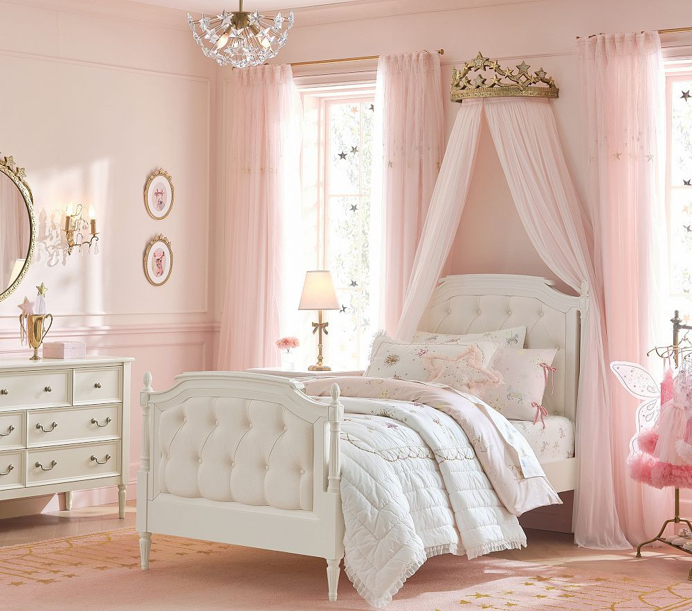 Tutu du Monde Embroidered Tulle Light Filtering Curtain | Pottery Barn Kids