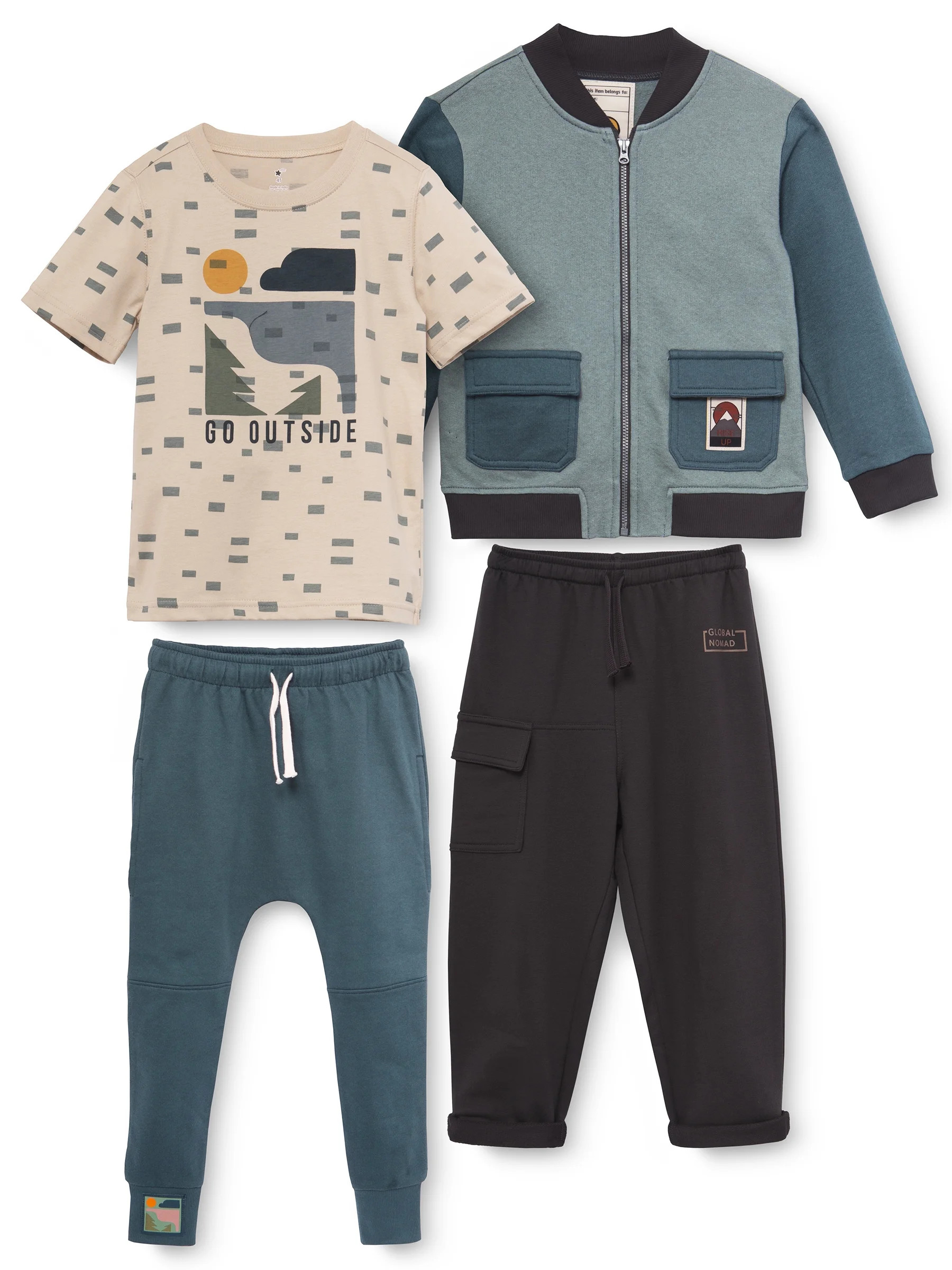 Little Star Organic Toddler and Kids Boys Mix & Match Outfit Set, 4-Piece Set, Sizes 12M-10 | Walmart (US)