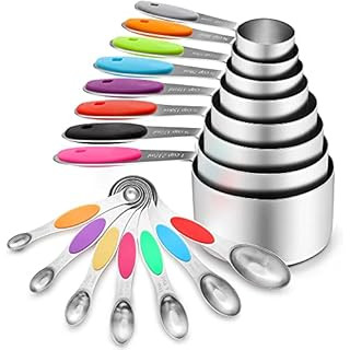 TILUCK measuring cups and magnetic measuring spoons set, 5 stainless steel measuring cups, 6 double- | Amazon (US)