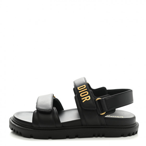 CHRISTIAN DIOR Lambskin Dioract Sandals 36.5 Black | FASHIONPHILE (US)