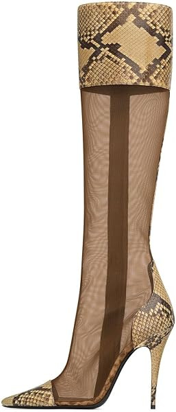 Mesh Knee High Boots for Women Breathable Stiletto High Heel Tall Boots | Amazon (US)