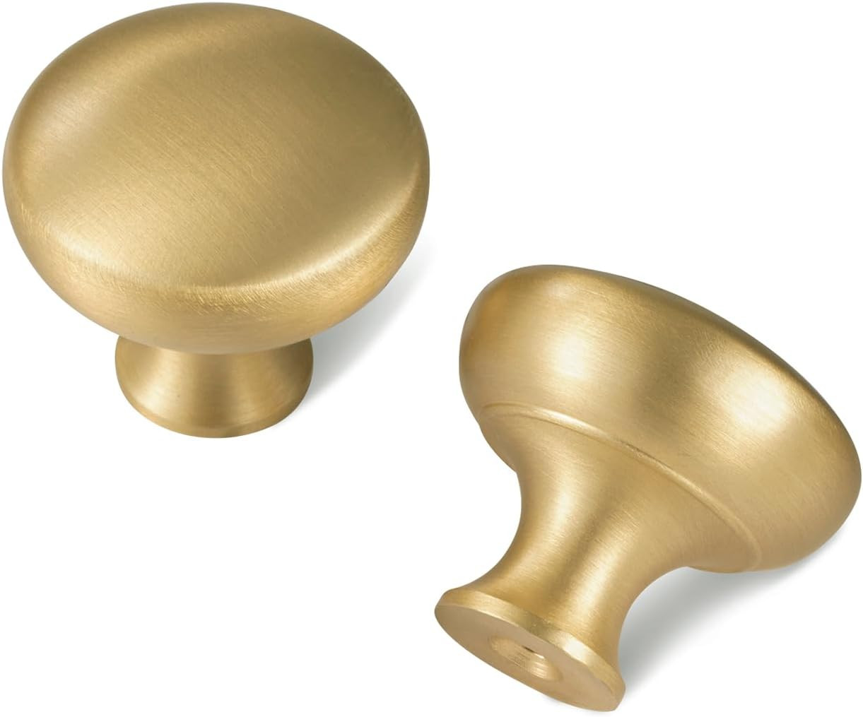Brushed Gold Kitchen Cabinet Knobs -5 Pack Solid Brass Handle for Dresser Drawer,1-1/4 Inch, Mode... | Amazon (US)