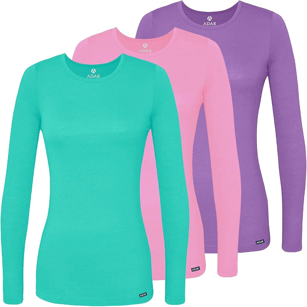 Adar Underscrubs for Women Multi Color 3 Pack - Long Sleeve Underscrub Comfort Tee | Amazon (US)
