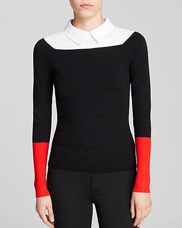 KAREN MILLEN Collared Color Block Sweater Bloomingdale's Exclusive | Bloomingdale's (US)