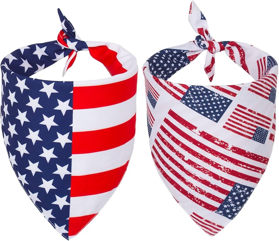 PTDECOR American Flag Dog Bandana 4th of July Dog Bandanas Reversible Triangle Patriotic Bandanas... | Amazon (US)