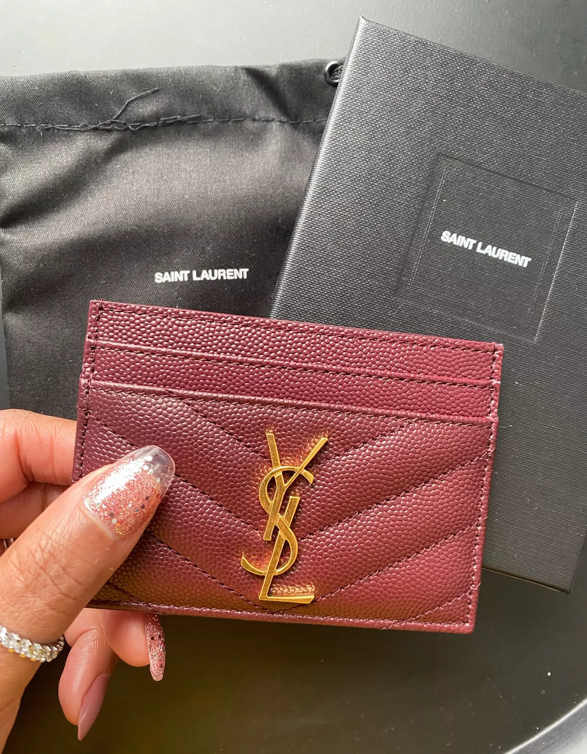 Saint Laurent Monogram Quilted Leather Card Holder