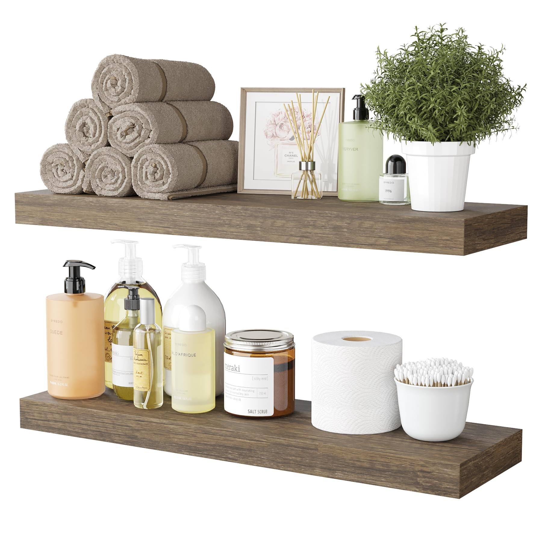 BAMEOS Floating Shelf, 24x6 Wall Shelf,Decor Wall Mounted Shelves,Hanging Shelf Set for Bathroom ... | Amazon (US)