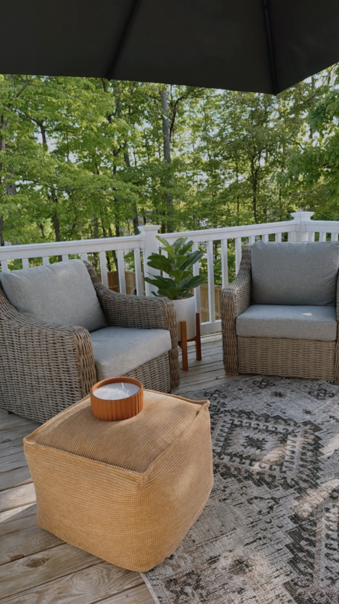 Upstairs patio is finished 😍🪴I’m in love with our new chairs from Walmart, perfect coffee spot on a sunny morning. 

Patio, furniture, outdoor furniture, chairs, coffee corner 

#LTKFamily #LTKHome #LTKSeasonal