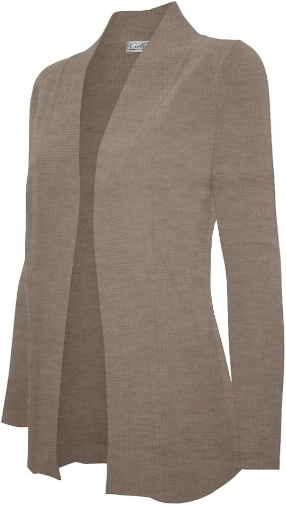 Cielo Women's Solid Basic Open Front Pockets Knit Sweater Cardigan | Amazon (US)