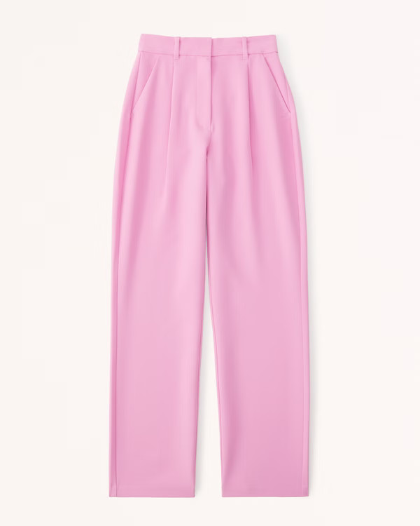 Curve Love Tailored Relaxed Straight Pant | Abercrombie & Fitch (US)