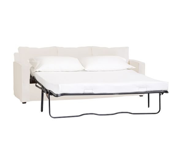 Cameron Square Arm Slipcovered Sleeper Sofa with Memory Foam Mattress | Pottery Barn (US)